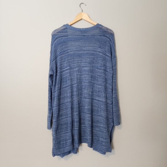 ✨2 for $5✨ A.n.a. Open Front Crochet Blue Cardigan Size XL - Picture 5 of 7
